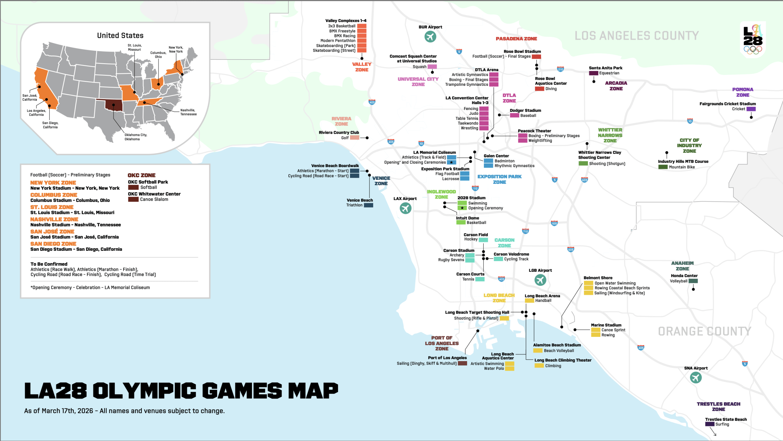LES SITES DES JEUX OLYMPIQUES DE LOS ANGELES 2028